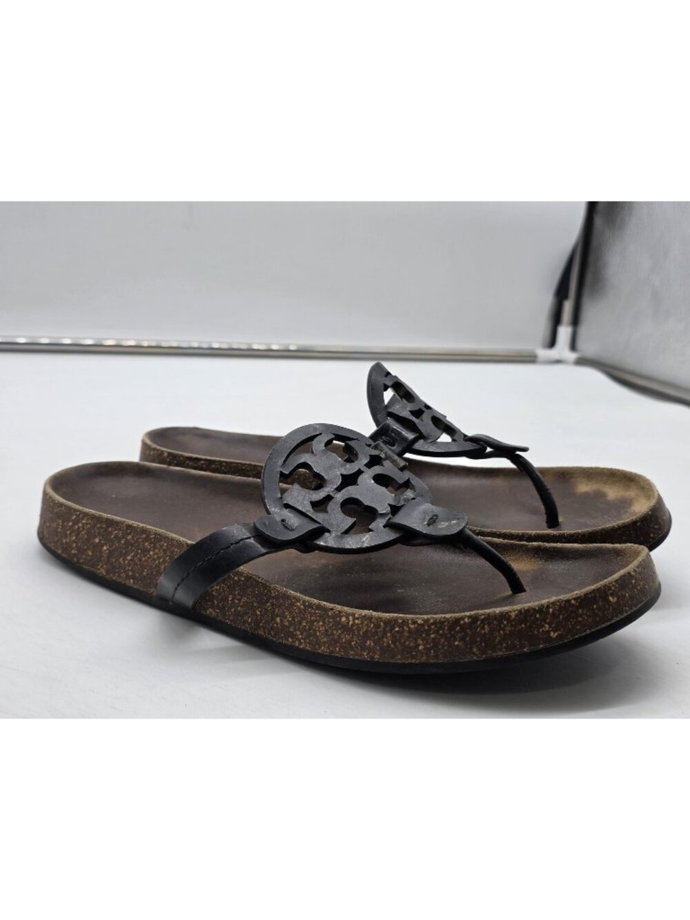 Tory Burch Sandals Womens Size 8 39 Miller Cloud Logo Thong Cork Footbed Shoes